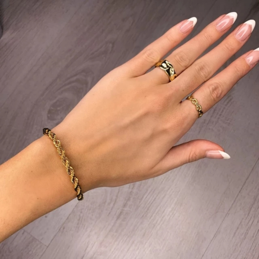 Gold Bracelet Rope Chain 18K PVD Gold Plated Stainless Steel Twist